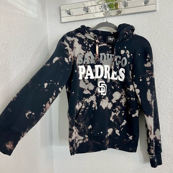 47 Sweaters - Padres Blue and White Tye Dye Hooded Sweatshirt